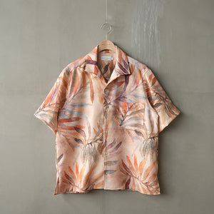 FLOWER MESH OPEN COLLAR S/S SHT