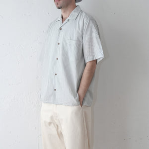 60LAWN STRIPE OPEN COLLAR S/S SHT