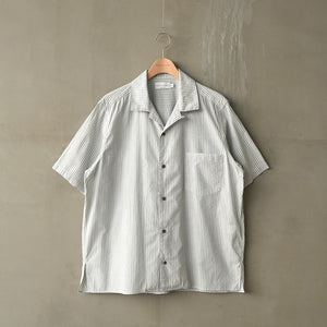 60LAWN STRIPE OPEN COLLAR S/S SHT