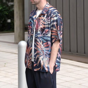 FLOWER MESH OPEN COLLAR S/S SHT