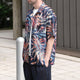 FLOWER MESH OPEN COLLAR S/S SHT