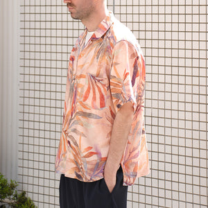 FLOWER MESH OPEN COLLAR S/S SHT