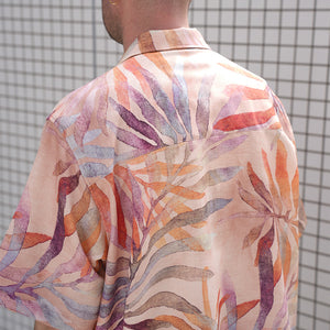 FLOWER MESH OPEN COLLAR S/S SHT
