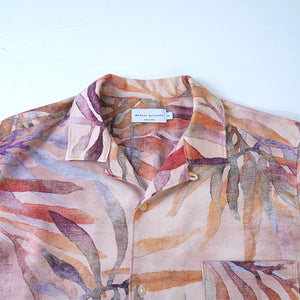 FLOWER MESH OPEN COLLAR S/S SHT