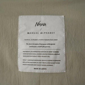 MANUAL ALPHABET×NANGA PCS DOWN SMOCK
