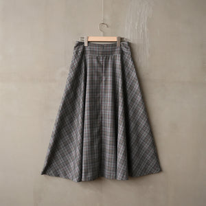 WOOL MIX CHECK FLARE SKIRT【MANON】