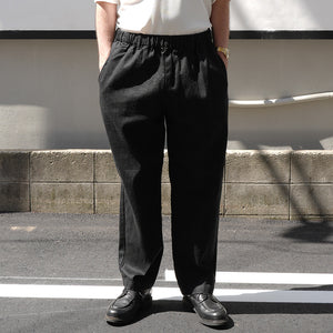 12oz BLACK DENIM EASY WIDE PANTS