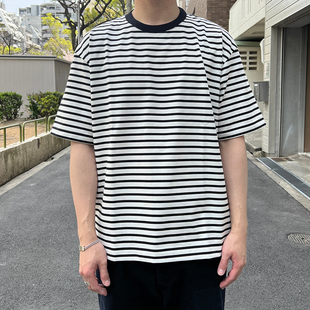 S/S Border T-Shirt (BROWN × WHITE)